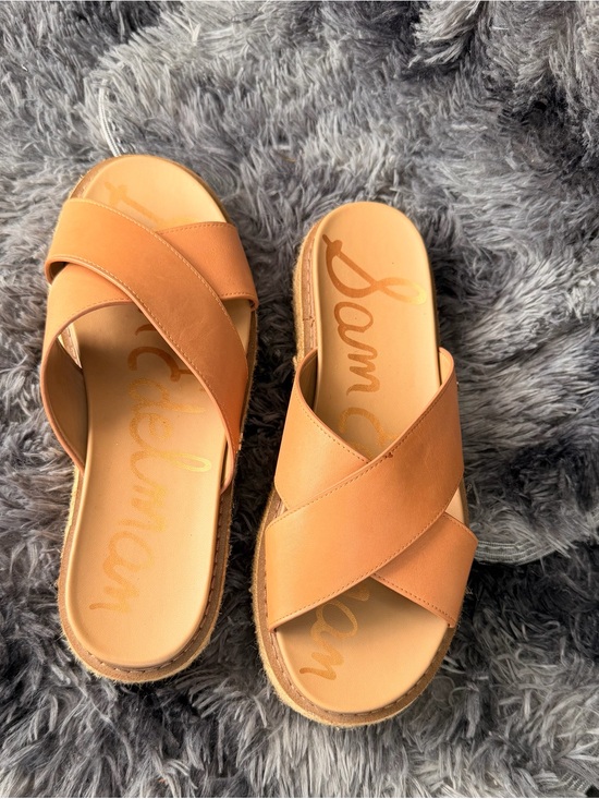 Sam Edelman Shoes - Sam Edelman Tan Leather Crisscross Slide Sandals